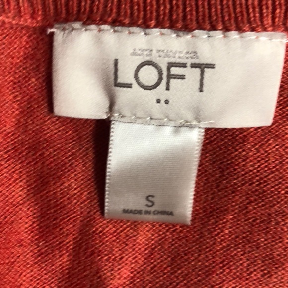 NWOT Loft: orange cardigan sweater w/glass buttons - Picture 3 of 3